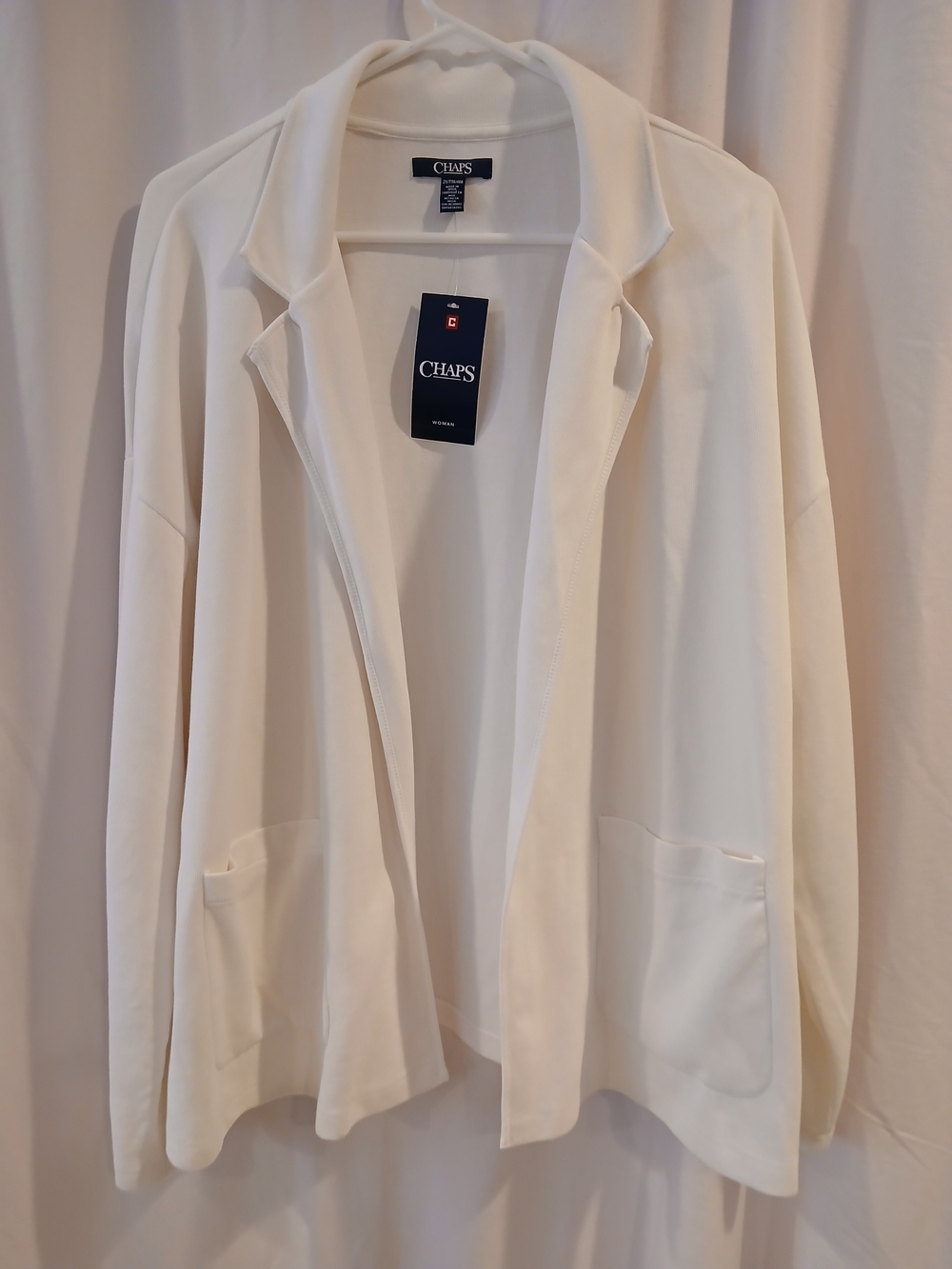 NWT Chaps Women's Open-Front Cream Blazer Jacket - Soft Cream 2XL